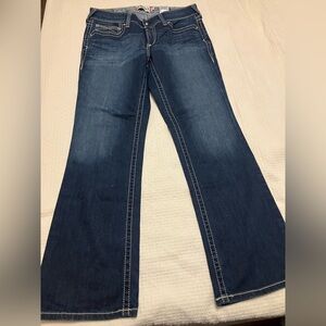 Ariat Women's Dark Blue Mid Rise Bootcut Jeans 34 W 32 Length Like New